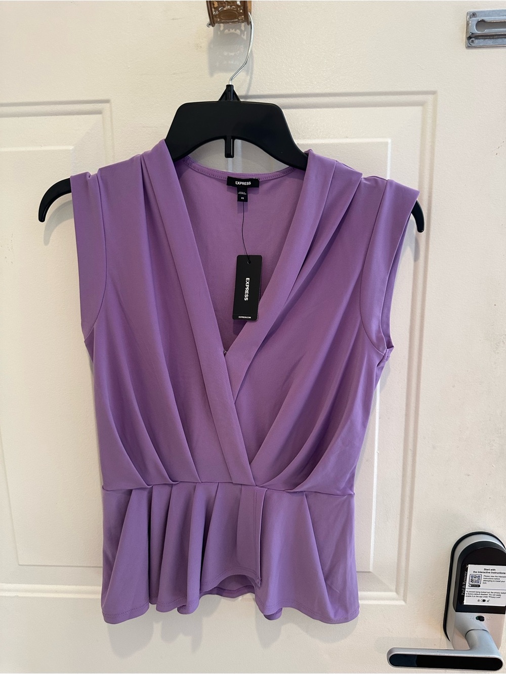 Express Lavender Sleeveless Surplice Peplum Camisole